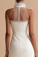 Laden Sie das Bild in den Galerie-Viewer, Scheide Satin Halter Midi Standesamt Kleid