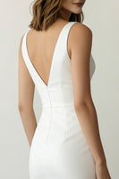 Laden Sie das Bild in den Galerie-Viewer, Bodycon V-Ausschnitt Midi Satin Standesamt Kleid