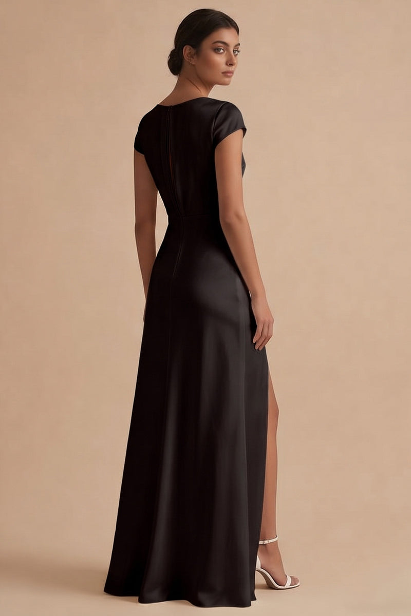 Laden Sie das Bild in den Galerie-Viewer, Weißes Langes Standesamt Kleid mit Schlitz