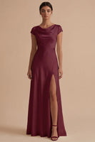 Laden Sie das Bild in den Galerie-Viewer, Weißes Langes Standesamt Kleid mit Schlitz