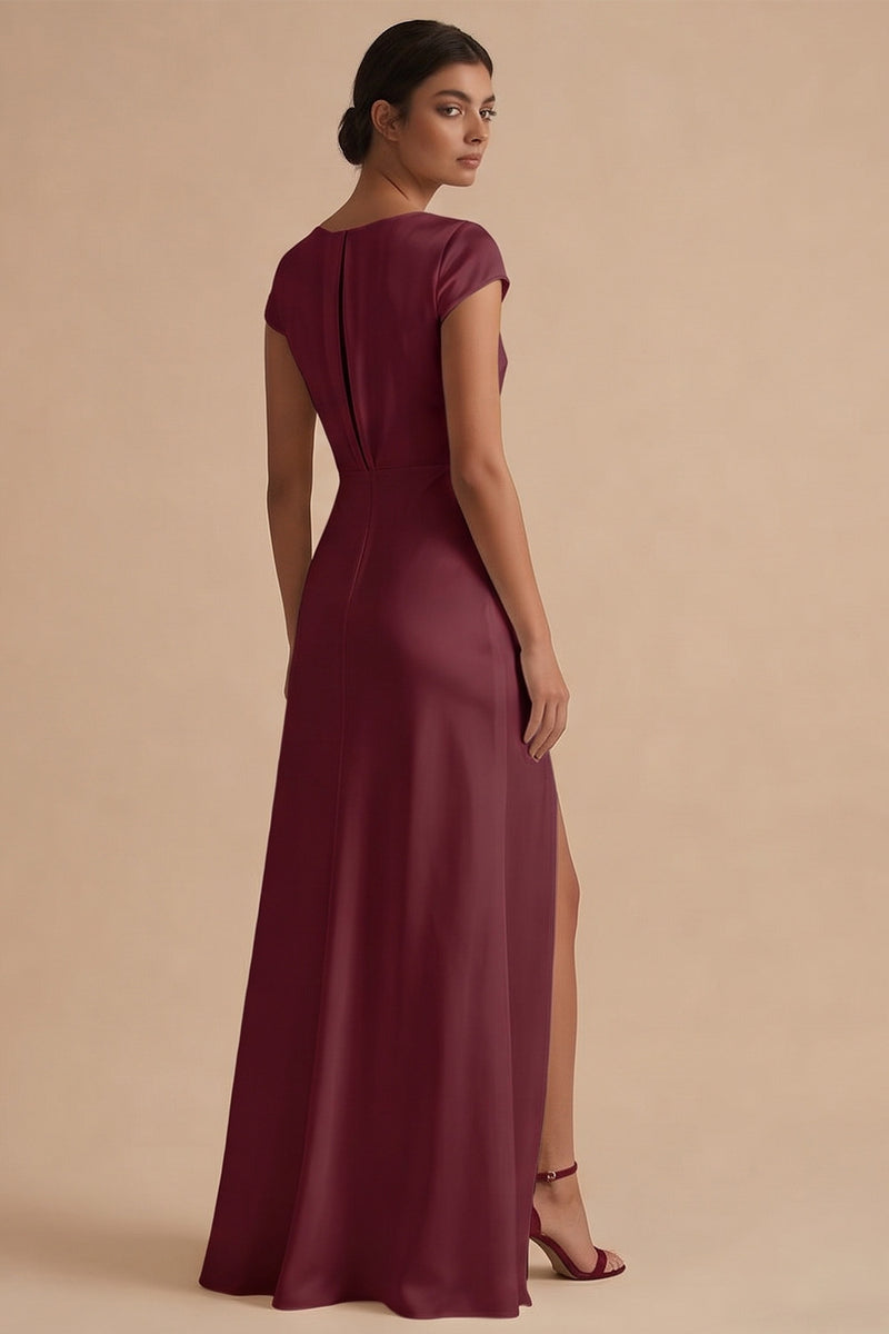 Laden Sie das Bild in den Galerie-Viewer, Weißes Langes Standesamt Kleid mit Schlitz