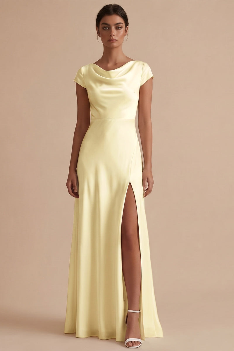 Laden Sie das Bild in den Galerie-Viewer, Weißes Langes Standesamt Kleid mit Schlitz