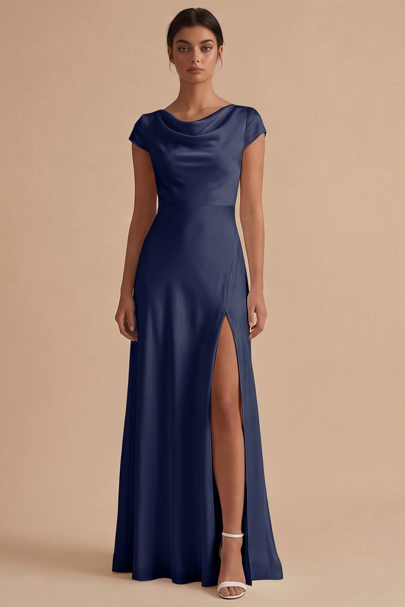 Laden Sie das Bild in den Galerie-Viewer, Weißes Langes Standesamt Kleid mit Schlitz