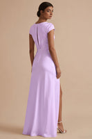 Laden Sie das Bild in den Galerie-Viewer, Weißes Langes Standesamt Kleid mit Schlitz