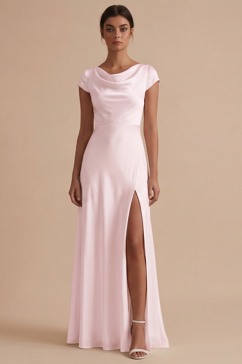 Laden Sie das Bild in den Galerie-Viewer, Weißes Langes Standesamt Kleid mit Schlitz