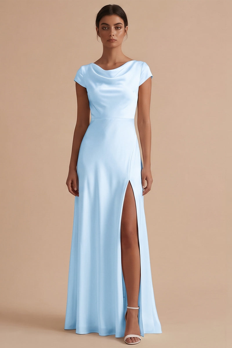Laden Sie das Bild in den Galerie-Viewer, Weißes Langes Standesamt Kleid mit Schlitz