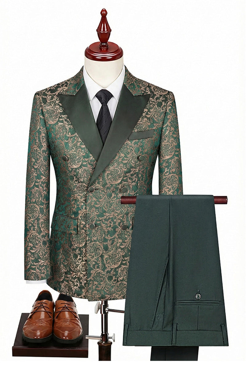 Laden Sie das Bild in den Galerie-Viewer, Schwarze Zweireihige Herrenanzüge mit Spitzrevers