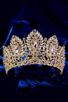 Laden Sie das Bild in den Galerie-Viewer, Luxus Kristallkrone Goldenes Diadem für Ballköniginnen
