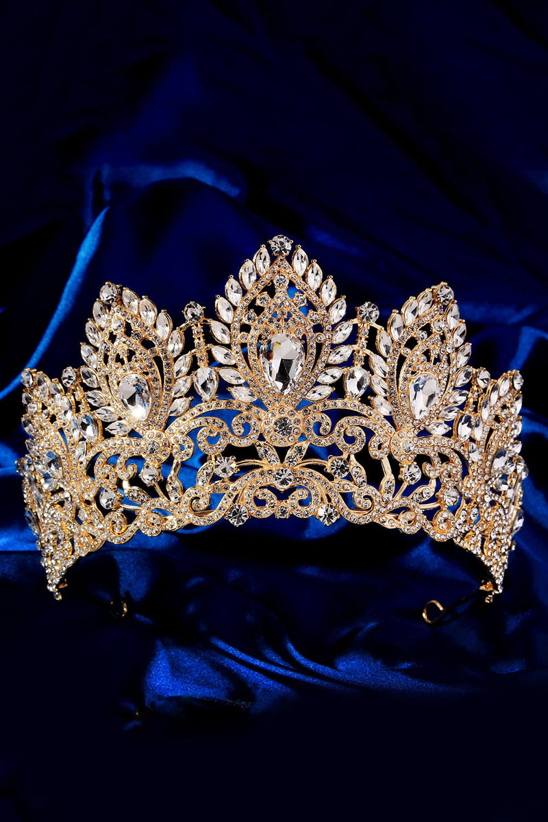 Laden Sie das Bild in den Galerie-Viewer, Luxus Kristallkrone Goldenes Diadem für Ballköniginnen