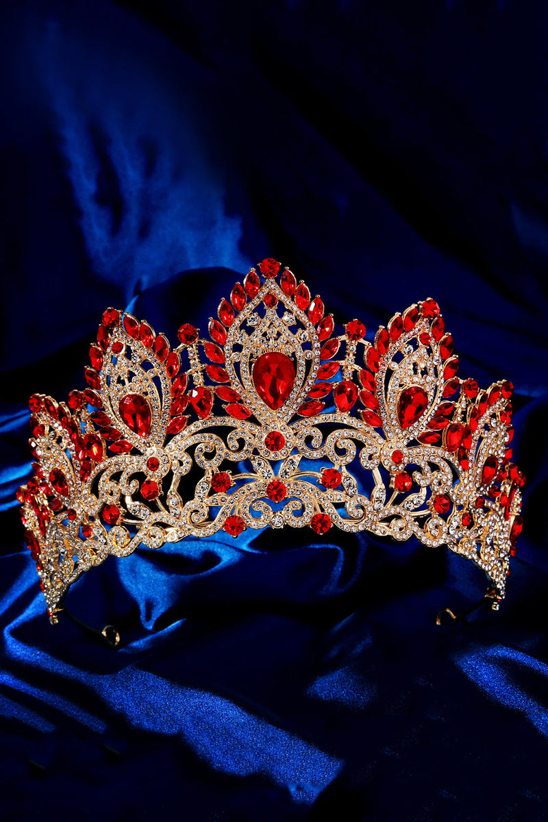 Laden Sie das Bild in den Galerie-Viewer, Luxus Kristallkrone Goldenes Diadem für Ballköniginnen