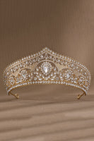 Laden Sie das Bild in den Galerie-Viewer, Luxuriöse Kristallprinzessin Goldene Kronen-Tiara
