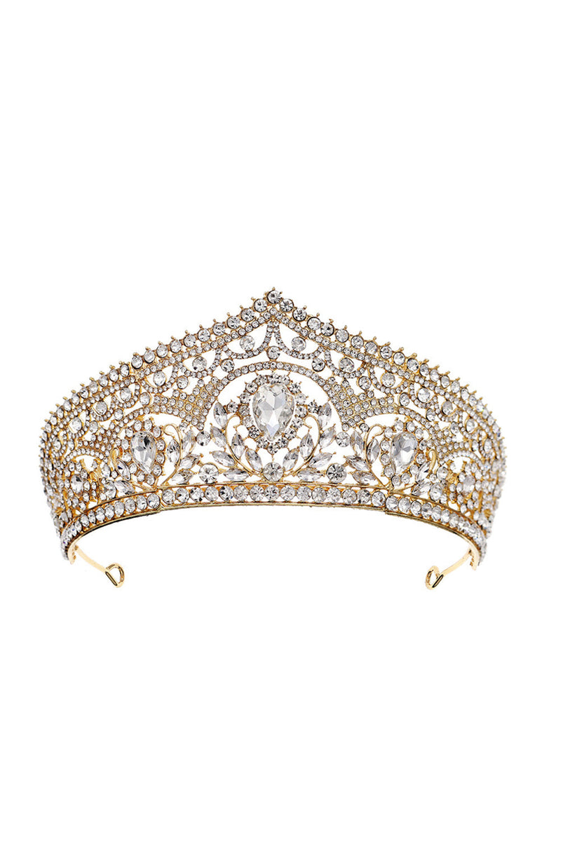 Laden Sie das Bild in den Galerie-Viewer, Luxuriöse Kristallprinzessin Goldene Kronen-Tiara