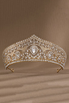 Luxuriöse Kristallprinzessin Goldene Kronen-Tiara