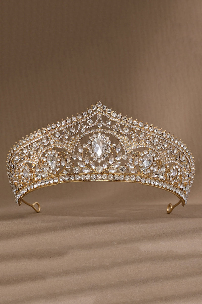 Laden Sie das Bild in den Galerie-Viewer, Luxuriöse Kristallprinzessin Goldene Kronen-Tiara