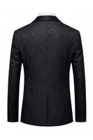 Laden Sie das Bild in den Galerie-Viewer, Schwarzer Jacquard Shawl Revers Einreihiger Herrenblazer mit Fliege