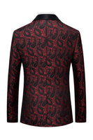 Laden Sie das Bild in den Galerie-Viewer, Schwarzer Jacquard Shawl Revers Einreihiger Herrenblazer mit Fliege