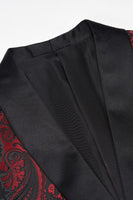 Laden Sie das Bild in den Galerie-Viewer, Schwarzer Jacquard Shawl Revers Einreihiger Herrenblazer mit Fliege