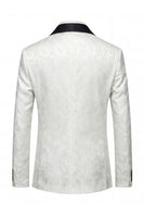 Laden Sie das Bild in den Galerie-Viewer, Schwarzer Jacquard Shawl Revers Einreihiger Herrenblazer mit Fliege
