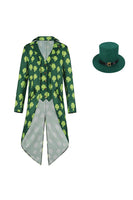 Laden Sie das Bild in den Galerie-Viewer, Retro Grüne Shamrock Slim Fit Smokingjacke mit Hut