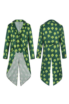 Retro Grüne Shamrock Slim Fit Smokingjacke mit Hut