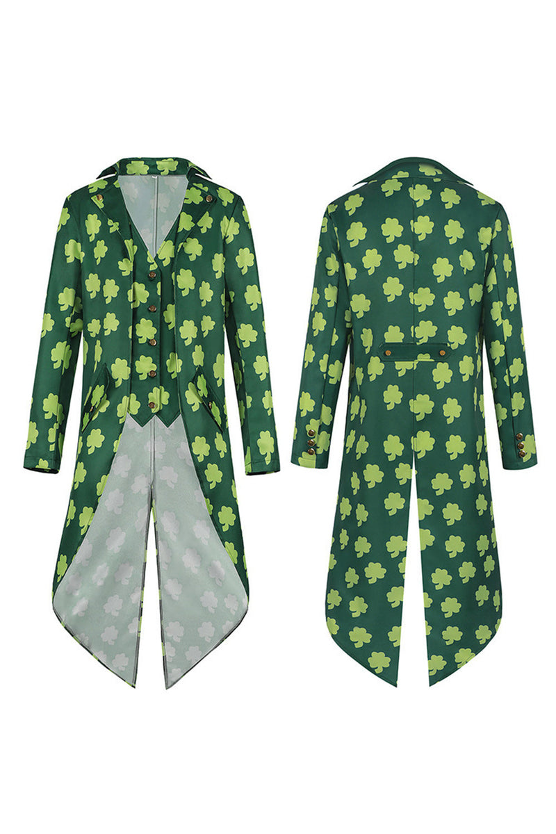 Laden Sie das Bild in den Galerie-Viewer, Retro Grüne Shamrock Slim Fit Smokingjacke mit Hut