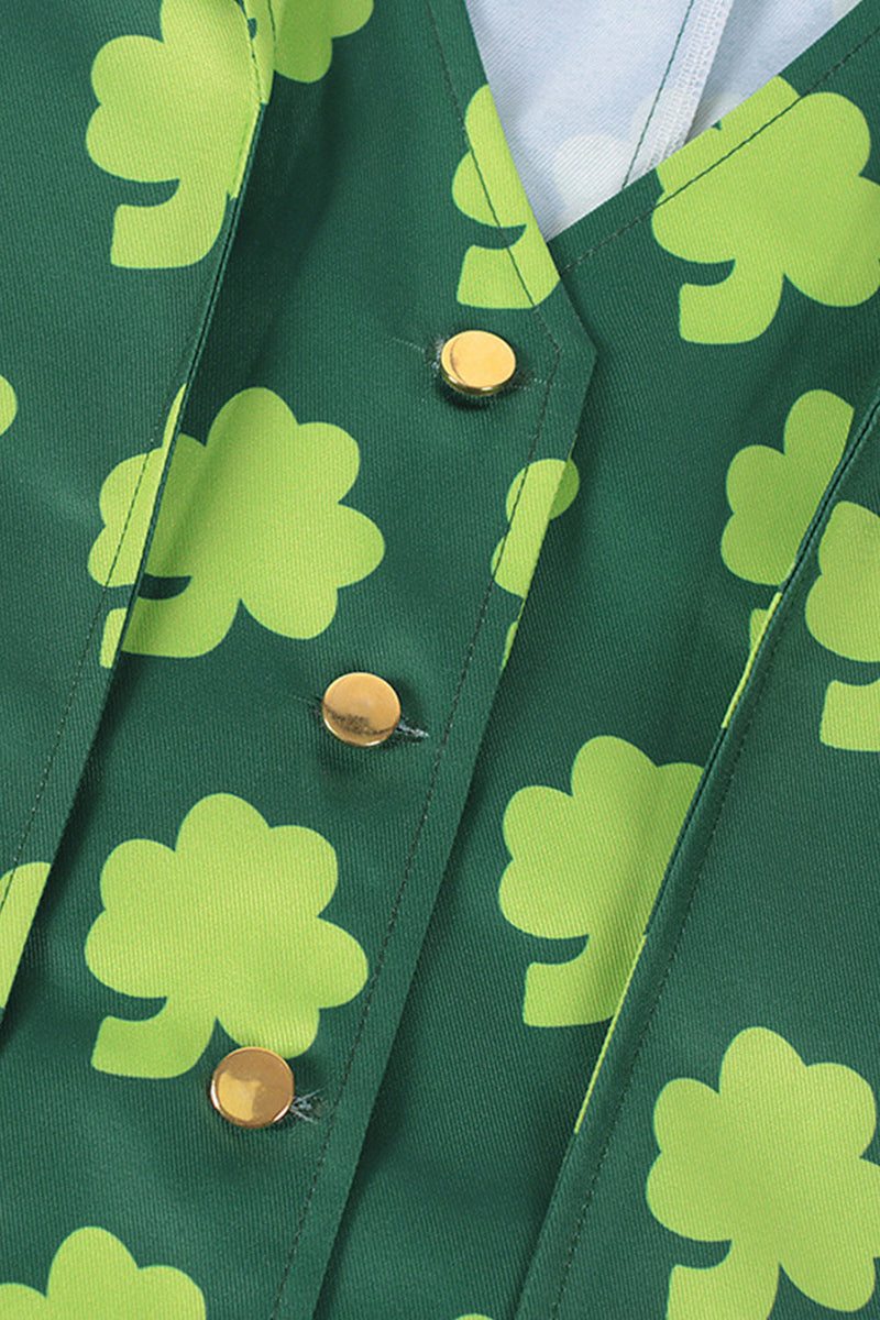 Laden Sie das Bild in den Galerie-Viewer, Retro Grüne Shamrock Slim Fit Smokingjacke mit Hut