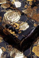 Laden Sie das Bild in den Galerie-Viewer, Golden Jacquard Blumen Shawl Revers Einreihiger Herrenblazer