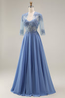 Laden Sie das Bild in den Galerie-Viewer, Samt Burgunder A-Linie Langes Mutter der Braut Kleid mit Perlen