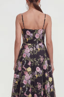 Laden Sie das Bild in den Galerie-Viewer, A-Linie Spaghetti-Träger Midi Multifloral-Kleid