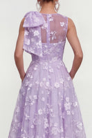 Laden Sie das Bild in den Galerie-Viewer, Rosa Geblümtes A-Linie Rundhals Ballkleid mit Rundhalsausschnitt und Taschen