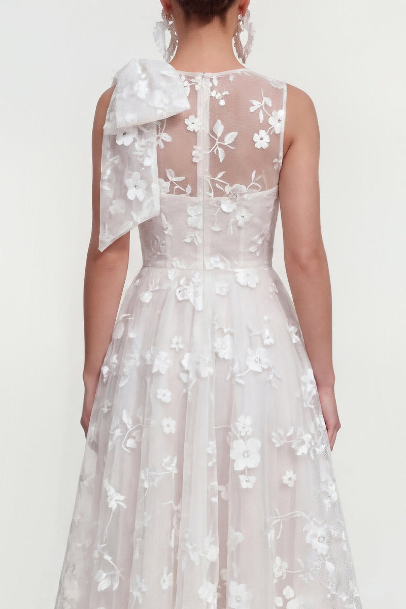 Laden Sie das Bild in den Galerie-Viewer, Rosa Geblümtes A-Linie Rundhals Ballkleid mit Rundhalsausschnitt und Taschen