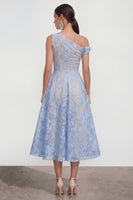 Laden Sie das Bild in den Galerie-Viewer, Rosa A-Linie Midi Floralkleid mit einer Schulter