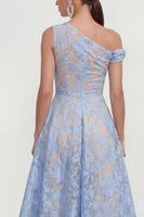 Laden Sie das Bild in den Galerie-Viewer, Rosa A-Linie Midi Floralkleid mit einer Schulter