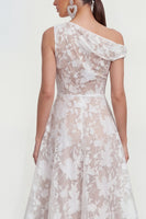 Laden Sie das Bild in den Galerie-Viewer, Rosa A-Linie Midi Floralkleid mit einer Schulter