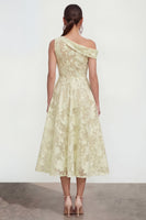 Laden Sie das Bild in den Galerie-Viewer, Rosa A-Linie Midi Floralkleid mit einer Schulter