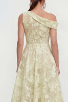 Laden Sie das Bild in den Galerie-Viewer, Rosa A-Linie Midi Floralkleid mit einer Schulter