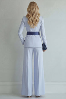 Hellblaue Einreihige Zweiteilige Abschlussballanzüge mit Spitzrevers