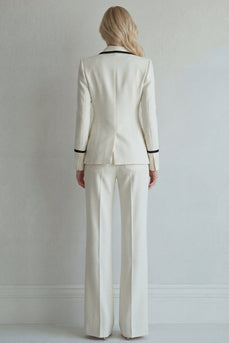 Elfenbein Peak Revers Einreihige Zweiteilige Abschlussballanzüge mit weiten Beinen