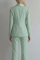 Laden Sie das Bild in den Galerie-Viewer, Peak Revers Blaue Doppelreihige Zweiteilige Weitbein Abschlussballanzüge