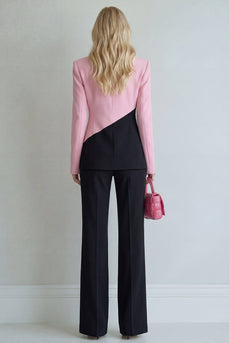 Schwarze Rosa Patchwork Einreihige Zweiteilige Breite Gekerbte Abschlussballanzüge
