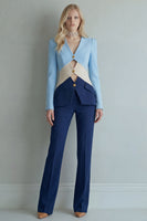 Laden Sie das Bild in den Galerie-Viewer, Blaue Marineblaue Patchwork Einreihige Zzweiteilige Slim Fit Abschlussballanzüge