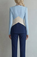 Laden Sie das Bild in den Galerie-Viewer, Blaue Marineblaue Patchwork Einreihige Zzweiteilige Slim Fit Abschlussballanzüge