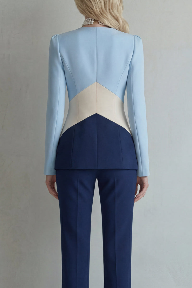 Laden Sie das Bild in den Galerie-Viewer, Blaue Marineblaue Patchwork Einreihige Zzweiteilige Slim Fit Abschlussballanzüge