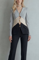 Laden Sie das Bild in den Galerie-Viewer, Blaue Marineblaue Patchwork Einreihige Zzweiteilige Slim Fit Abschlussballanzüge