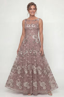 Laden Sie das Bild in den Galerie-Viewer, Glitzerndes Staubige Rose A-Linie Pailletten Langes Mutter der Braut Kleid mit Stickerei