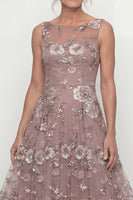 Laden Sie das Bild in den Galerie-Viewer, Glitzerndes Staubige Rose A-Linie Pailletten Langes Mutter der Braut Kleid mit Stickerei