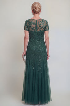 Applizierte eine Linie dunkelgrünes Rundhals-Brautkleid