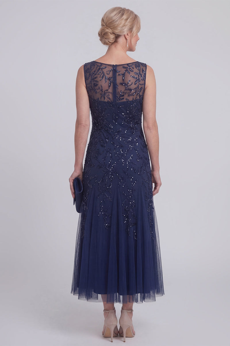 Laden Sie das Bild in den Galerie-Viewer, Dunkelgrünes Blumenmuster A-Linien-perlenbesetzter Bootsausschnitt Lange Mutter-der-Braut-Kleid