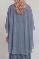 Laden Sie das Bild in den Galerie-Viewer, Marineblaue Spitzen-Blumen A-Linie Pailletten Langes Mutter-der-Braut-Kleid mit Jacke
