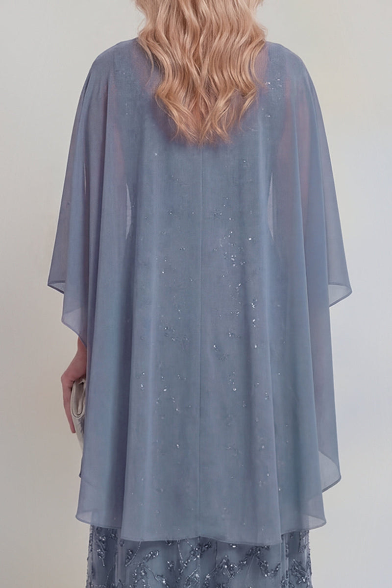 Laden Sie das Bild in den Galerie-Viewer, Marineblaue Spitzen-Blumen A-Linie Pailletten Langes Mutter-der-Braut-Kleid mit Jacke